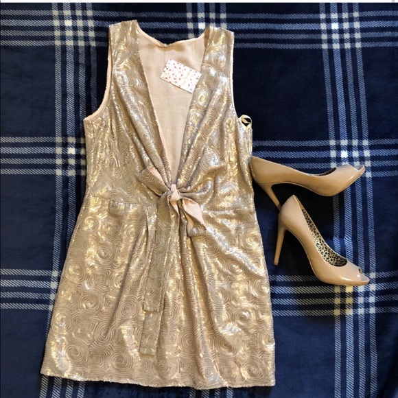 Free People Rose Gold Sequin Paris Rock Mini Dress - Picture 2 of 6